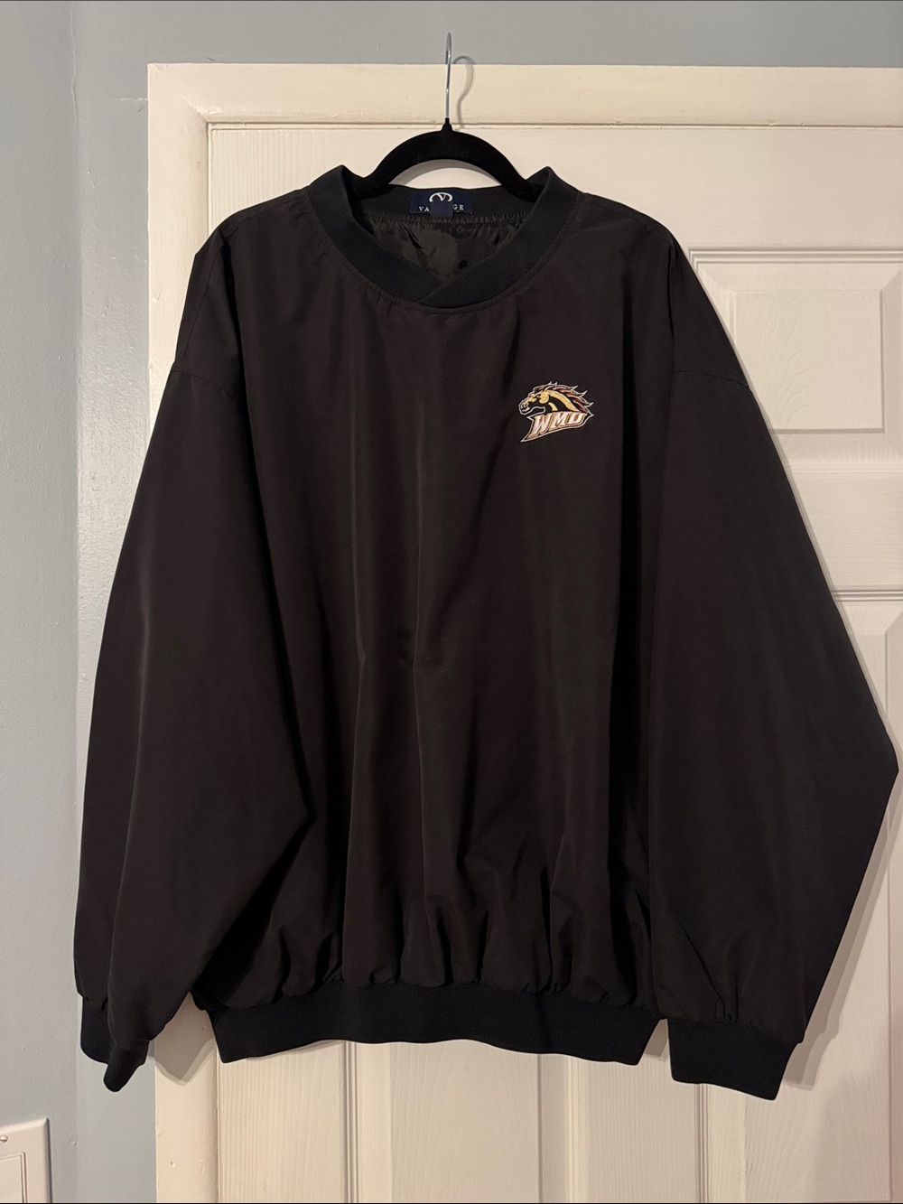 Men's Black Windbreaker Pullover Jacket with WMU Logo